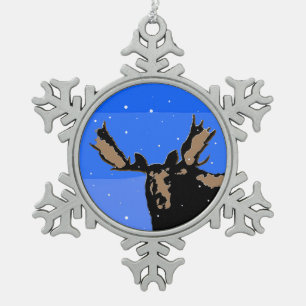 Ornement Flocon De Neige Moose en hiver - Art original de la faune