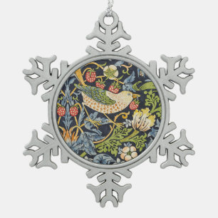 Ornement Flocon De Neige Morris Voleur de Fraises Bleu Nuit Art Fin Vintage