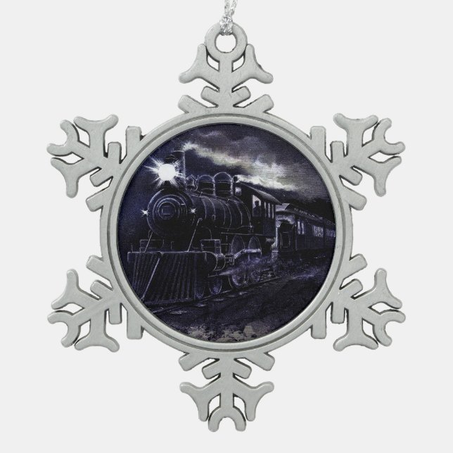Ornement Flocon De Neige Moteur à vapeur magique Train victorien (Devant)