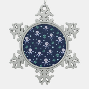 Ornement Flocon De Neige Motif de Pieuvre Mignonne