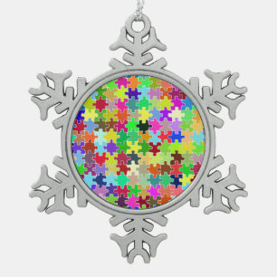 Ornement Flocon De Neige Motif de puzzle coloré