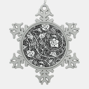 Ornement Flocon De Neige Motif de vigne de raisin noir et blanc de William