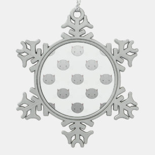 Ornement Flocon De Neige Motif de visages de chat mignons gris