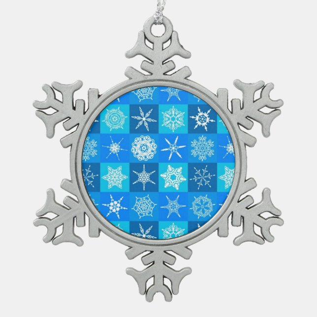 Ornement Flocon De Neige Motif des flocons bleus (Devant)