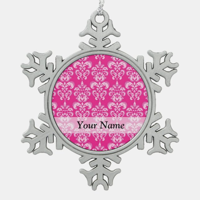 Ornement Flocon De Neige Motif humide rose chaud (Devant)