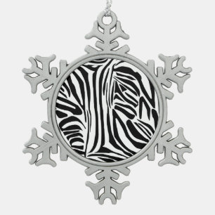 Ornement Flocon De Neige Motif Imprimé Zèbre Noir et Blanc Audacieux