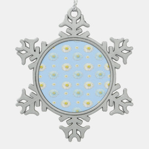 Ornement Flocon De Neige Motif marguerite blanc et bleu clair