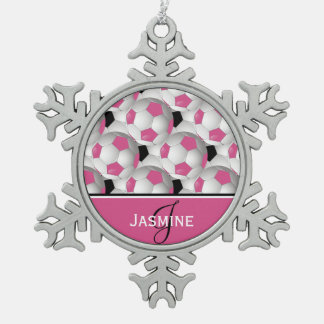 Ornement Flocon De Neige Motif noir rose de ballon de football de
