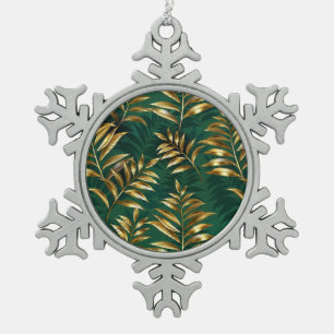 Ornement Flocon De Neige Motif sans couture avec des fougères dorées