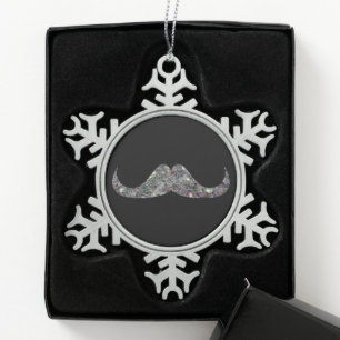 Ornement Flocon De Neige Moustache personnalisable paillettes mosaïque arge
