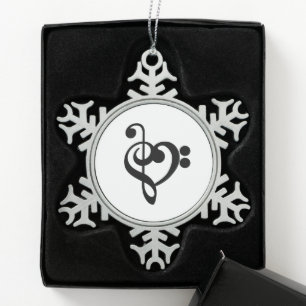 Ornement Flocon De Neige Musicien Coeur de musique - Treble Bass Clef