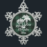 Ornement Flocon De Neige Naples Beach Floride Palm Green Plaid<br><div class="desc">Naples Beach Florida Palm Tree Green Plaid Christmas Ornement</div>