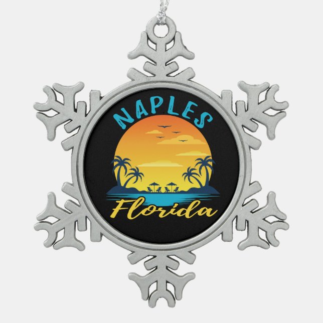 Ornement Flocon De Neige Naples Florida Palm Trees Beach (Devant)