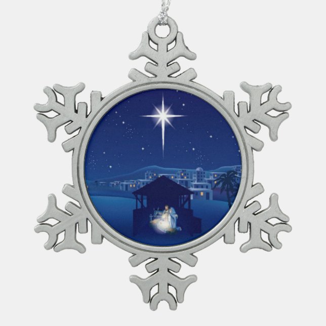 Ornement Flocon De Neige Nativité Noël (Devant)