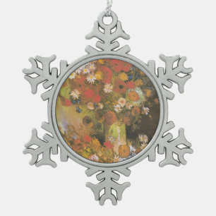 Ornement Flocon De Neige Nature morte florale de Van Gogh Red Poppies & Ros