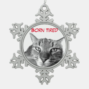 Ornement Flocon De Neige Né chat fatigué