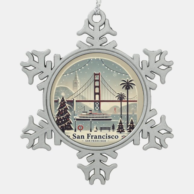Ornement Flocon De Neige Noël à San Francisco - Golden Gate Bridge (Devant)