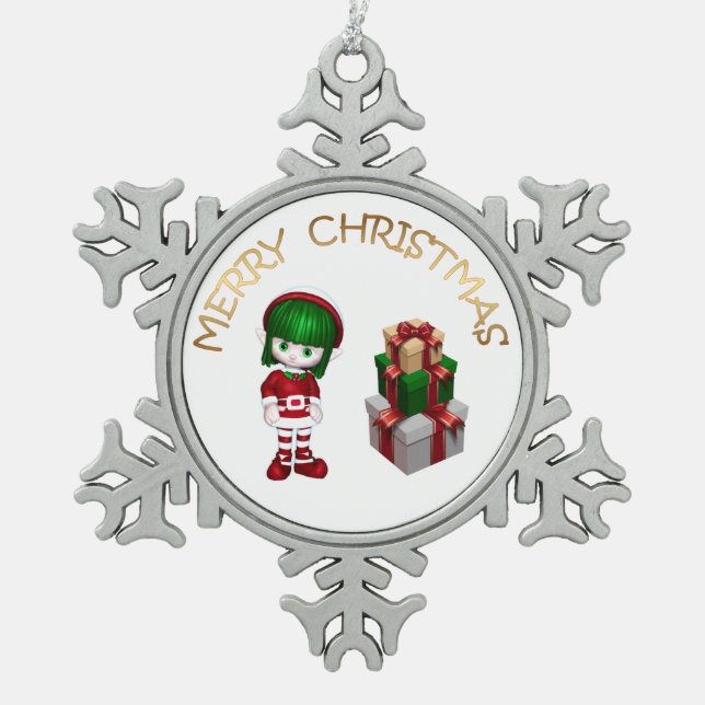 Ornement Flocon De Neige Noël aux elfes (Devant)