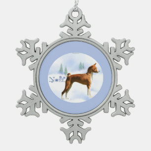 Ornement Flocon De Neige Noel Basenji Porte - clé