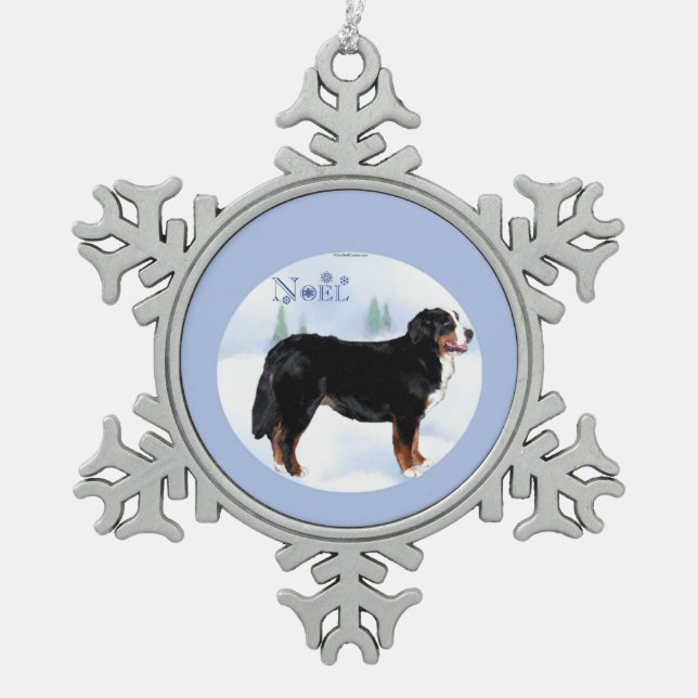 Ornement Flocon De Neige Noel Bernese Mountain Dog - Customisé (Devant)