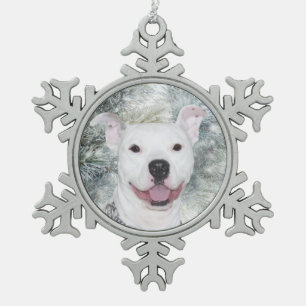 Ornement Flocon De Neige Noël blanc de pitbull