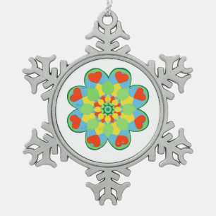 Ornement Flocon De Neige Noël Coeur Mandala
