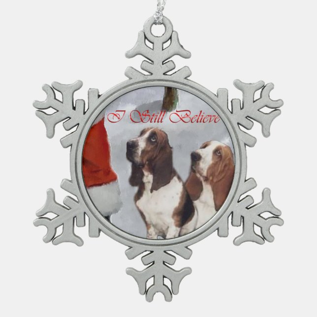 Ornement Flocon De Neige Noël de Basset Hound (Devant)