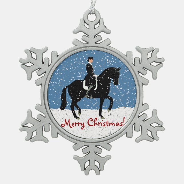 Ornement Flocon De Neige Noël de cheval de dressage de Milou (Devant)