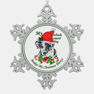 Ornement Flocon De Neige Noël de chien de léopard de Catahoula