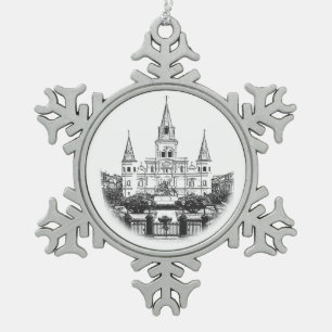 Ornement Flocon De Neige Noël de croquis de cathédrale de St Louis