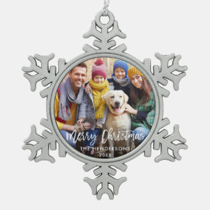 Ornement Flocon De Neige Noël de photo de famille d'étoile de manuscrit d