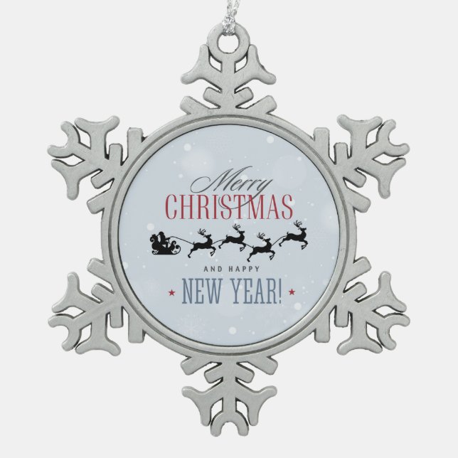 Ornement Flocon De Neige Noël de Santa and his Flying (Devant)