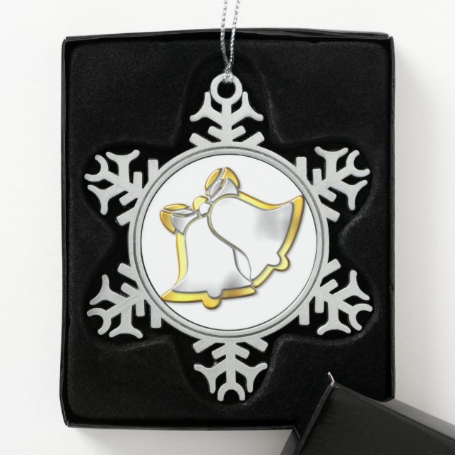 Ornement Flocon De Neige Noël des cloches d'argent et d'or (Boîte)