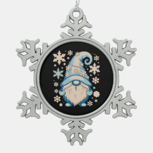 Ornement Flocon De Neige Noël d'hiver bleu Gnome Xmas neige Fêtes