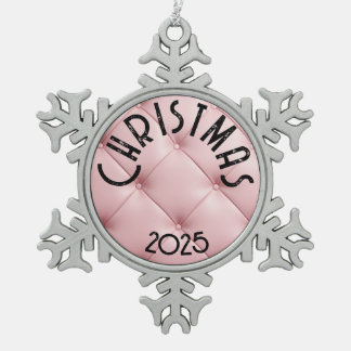 Ornement Flocon De Neige Noël Luxueux Rose Personnalisé