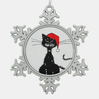 Ornement Flocon De Neige Noël mauvais grunge de chat noir