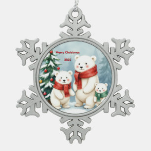 Ornement Flocon De Neige Noël ours polaire personnalisé