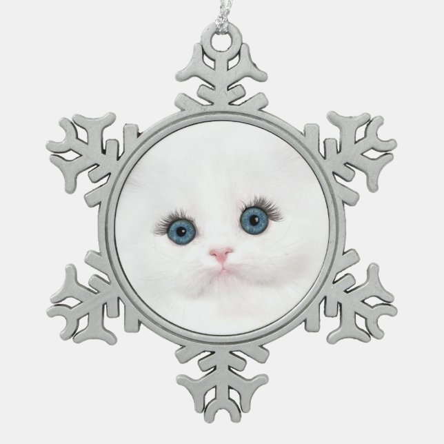 Ornement Flocon De Neige Noël persan blanc de chaton (Devant)