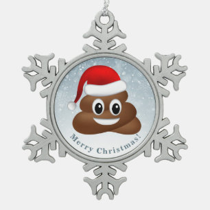 Ornement Flocon De Neige noël pooji emoji avec santa hat