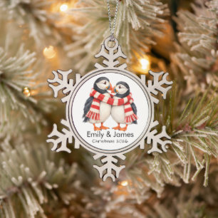 Ornement Flocon De Neige Noël Puffin Minimaliste Personnalisé