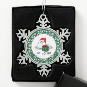 Ornement Flocon De Neige Noël Santa Hat Maltese Chien mignonne Drôle