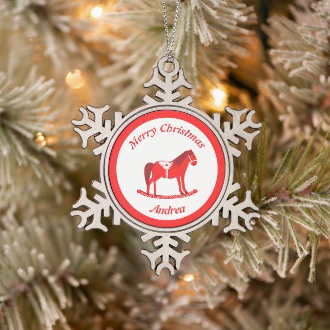 Ornement Flocon De Neige Noël scandinave Cheval Rocse Custom (Arbre)