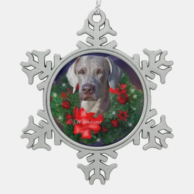 Ornement Flocon De Neige Noël Weimaraner (Devant)
