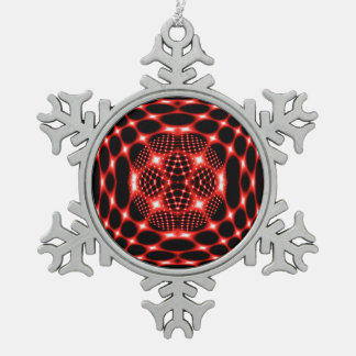 Ornement Flocon De Neige Noir rouge de néon fractal