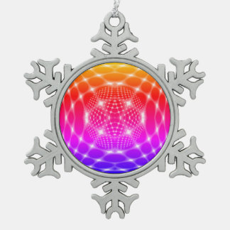 Ornement Flocon De Neige Noir rouge de néon fractal