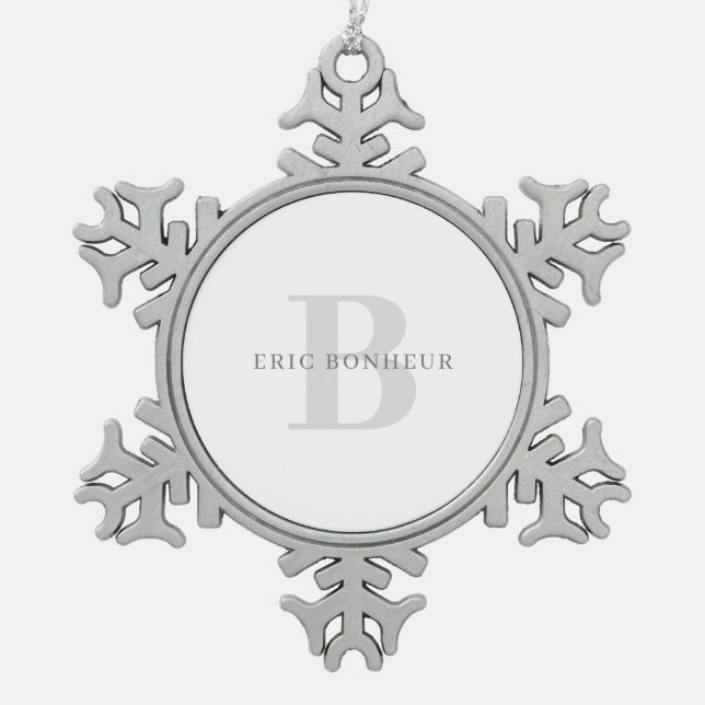 Ornement Flocon De Neige Nom moderne élégant et monogramme (Devant)