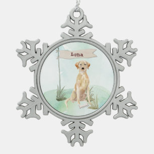 Ornement Flocon De Neige Nom personnalisé Yellow Lab Pet Dog