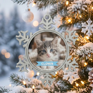 Ornement Flocon De Neige Noms personnalisés pour animaux de compagnie bleus
