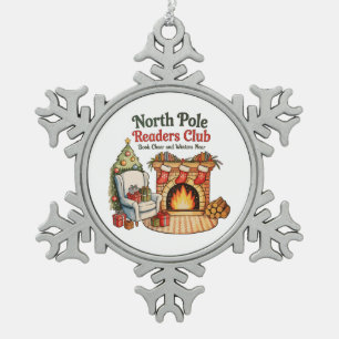 Ornement Flocon De Neige North Pôle Lecteurs Club Livres de Noël Xmas Lover