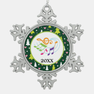 Ornement Flocon De Neige Notes de musique et choeur ou bande personnalisé